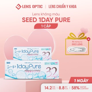 Lens 1 ngày SEED 1Day Pure không màu (1 cặp), lens SEED cận ngăn UV, kính áp tròng y tế - Lens Optic