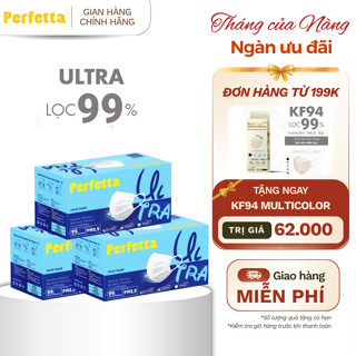 (TẶNG KF94 ĐH 199K) Combo 3 Hộp Khẩu Trang Y Tế Perfetta Ultra 4 Lớp Ngăn Bụi PM2.5