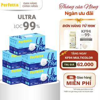 (TẶNG KF94 ĐH 199K) Combo 5 Hộp Khẩu Trang Y Tế Perfetta Ultra 4 Lớp Ngăn Bụi Pm2.5