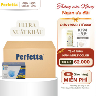 (TẶNG KF94 ĐH 199K) Thùng 500 Cái Khẩu Trang Y Tế Perfetta Ultra Xuất Khẩu 4 Lớp Hỗ Trợ Ngăn Bụi Mịn (10 Hộp)