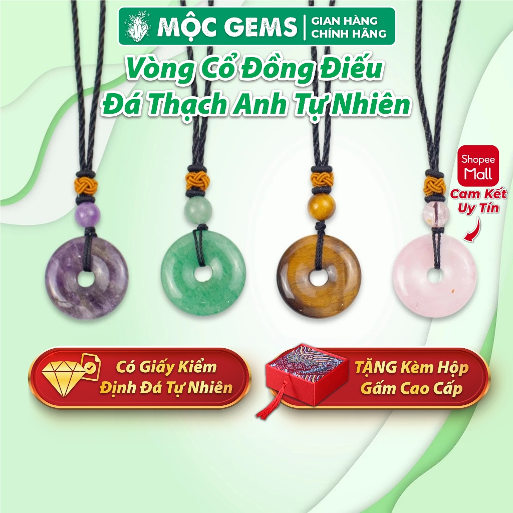 Vòng Cổ Đồng Điếu Mộc Gems Đá Năng Lượng Giúp Chiêu Tài Lộc, Thu Hút May Mắn & Sự Thịnh Vượng