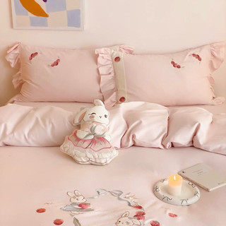 Bộ Vỏ Chăn Ga Gối Cotton 100S Sợi Dài Thoáng Khí Hoạ Tiết Thêu Thủ Công