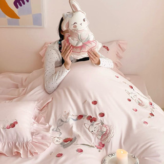 Bộ Vỏ Chăn Ga Gối Cotton 100S Sợi Dài Thoáng Khí Hoạ Tiết Thêu Thủ Công