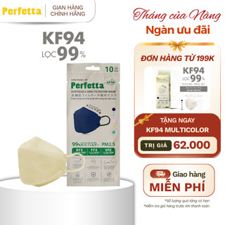 (TẶNG KF94 ĐH 199K) Khẩu Trang Perfetta KF94 10 Cái/Gói -  3 Lớp Mềm Mại, Lọc Bụi