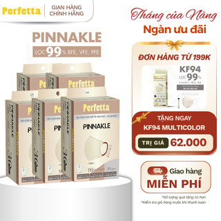 (TẶNG KF94 ĐH 199K) Combo 5 Hộp Khẩu Trang Perfetta Pinnakle 30 Cái/Hộp Cao Cấp - 3 Lớp Bảo Vệ, From 5D