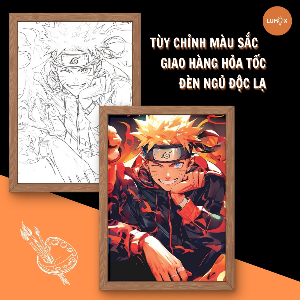 Tranh đèn led Naruto để bàn học, bàn làm việc, quà tặng, đèn ngủ, decor phòng ngủ chill