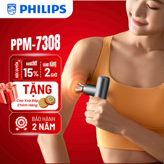   Mẫu Mới  Máy Massage Cầm Tay Mini PHILIPS 7308 - Massage chuyên sâu - 4 Đầu massage chuyên dụng 
