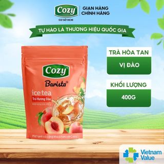  Trà Hoà Tan Cozy Ice Tea 400gr Hương Vị Đào Sâm Bí Đao Đậm Đà Chiết Xuất Lá Trà Tươi Tiện Lợi Pha Chế 