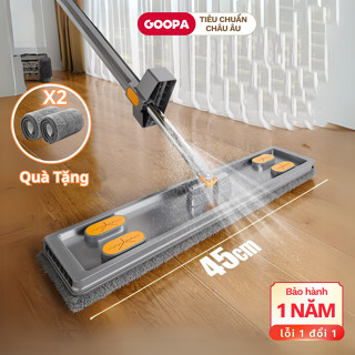  Cây lau nhà phun sương tự vắt GOOPA xoay 360 độ bàn lau lớn 45cm phù hợp với nhiều loại sàn nhà 
