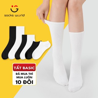 [Combo 10] Tất Vớ Cổ Cao Nam Nữ Basic SocksWorld Unisex Êm Ái Dày Dặn Thoáng Khí - VSF4001/VSF3001