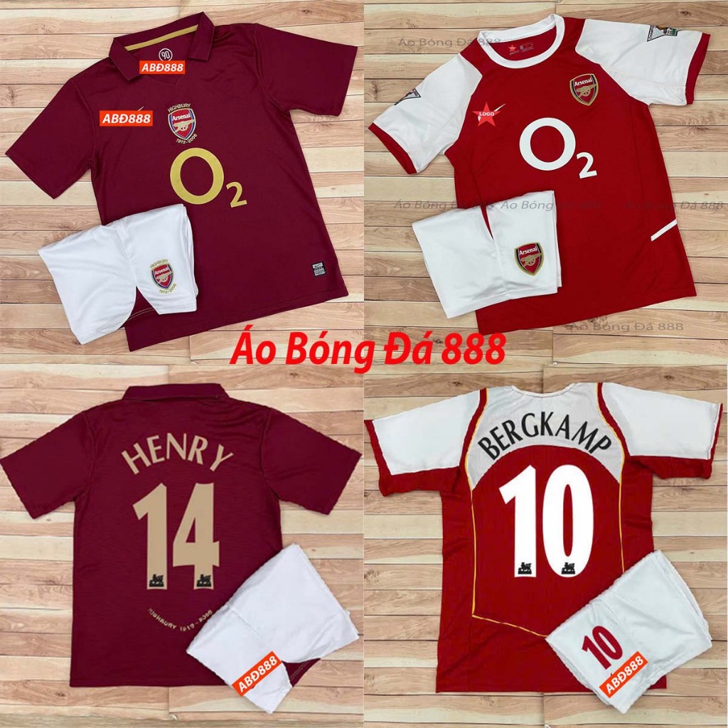 Bộ Quần Áo CLB Arsenal Retro 2005,2001, Áo Đá Banh Arsenal - Vải Polyester Gai Thái Cao Cấp