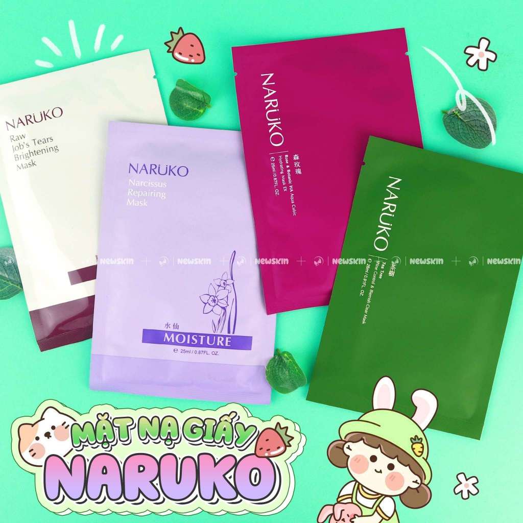 Combo 10 Miếng Mặt Nạ Giấy Cấp Ẩm, Hỗ Trợ Dưỡng Sáng, Phục Hồi Da Chuyên Sâu Naruko Mask Taiwan 25ml