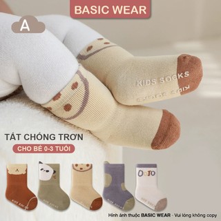 Set 5 Đôi Tất Chống Trơn Cho Bé Sơ Sinh 0 - 3 Tuổi, Tất Cổ Cao Chống Trơn Trượt Cho Bé SS58