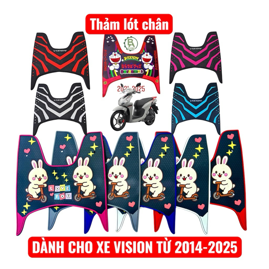 Thảm lót chân xe Vision 2014-2026, lót sàn xe Vision 2014-2026 dày đẹp đủ màu