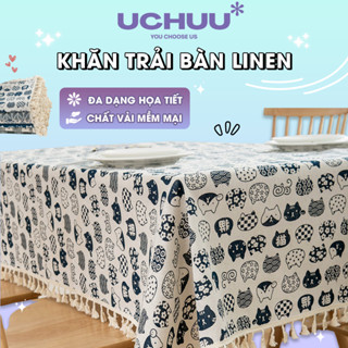  Khăn Trải Bàn Linen UCHUU Khăn Lót Bàn Cotton Decor Bàn Ăn Bàn Học Bàn Làm Việc Phong Cách Vintage 