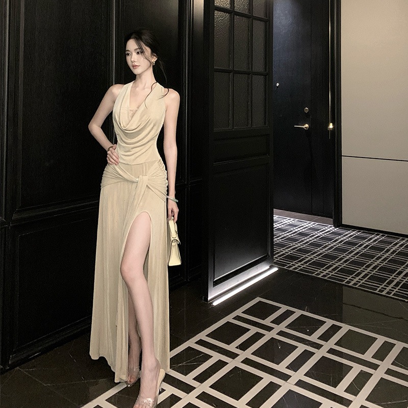 [LIZZ STUDIO ] M6891 Lasi Dress Váy cổ yếm quấn hông thanh lịch dành cho nữ với đường khâu ren, cổ k