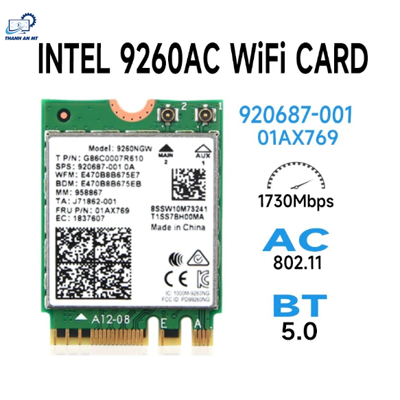 Card Wifi 5 INTEL AC 9260 NGW M2 2230 KEY EA 5Ghz Bluetooh 5 cho Laptop PC TinyPc MiniPc zin