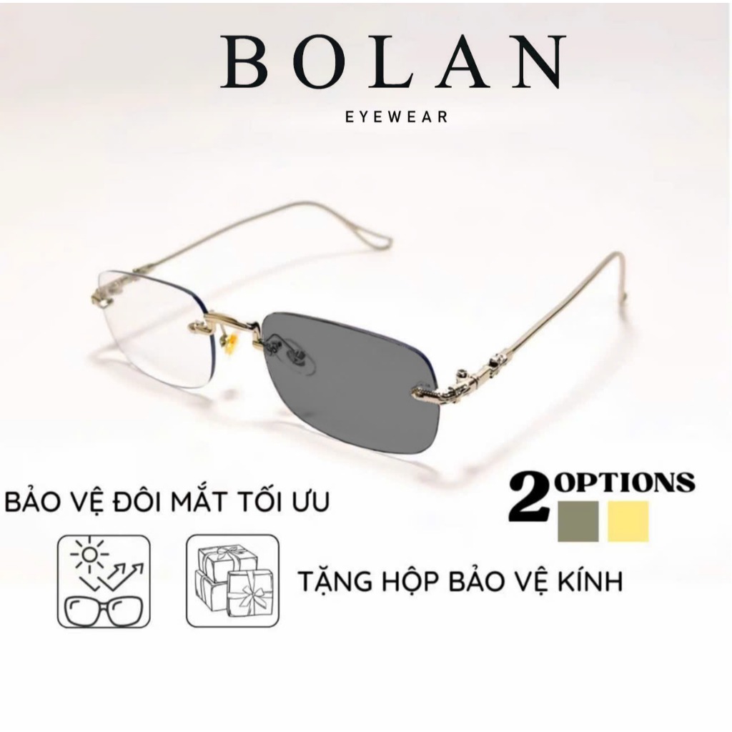 Mắt kính Tổng Tài Đổi Màu Không Viền kim loại titan cao cấp ( Kính 5 )