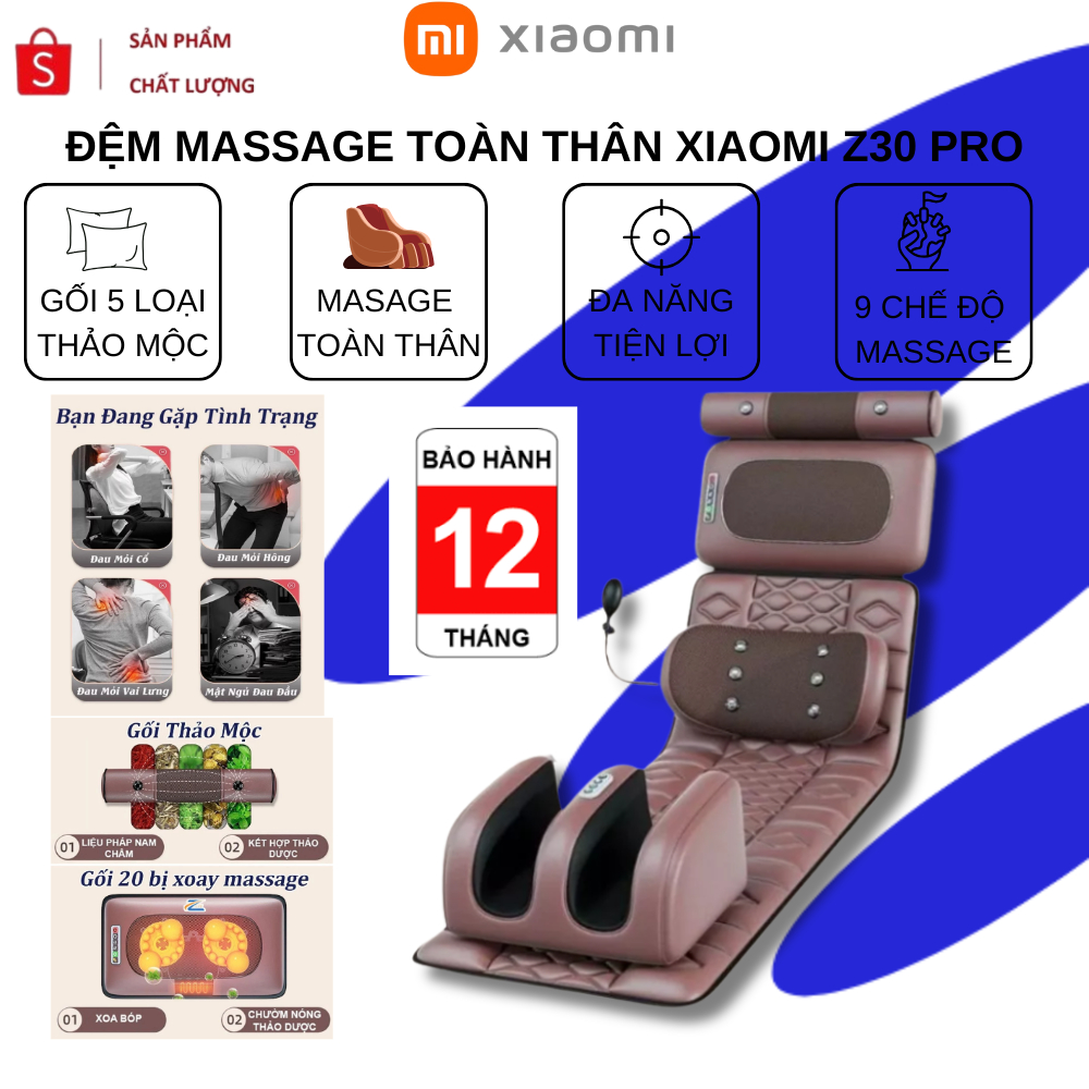 Đệm Massage Toàn Thân Xiaomi Z30 Pro - Nệm Massage Thư Giãn Giảm Đau Mỏi, Tặng Quà Sức Khỏe Cho Ông Bà Bố Mẹ