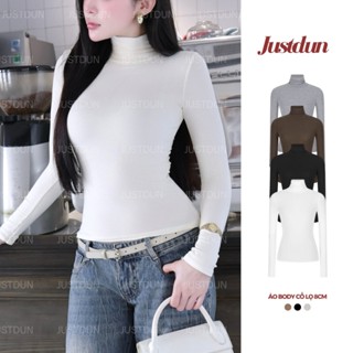 Áo cổ lọ 8p dài tay giữ nhiệt cổ lọ cao 8cm co giãn chất cotton lông thỏ mịn dày dặn Justdun C20