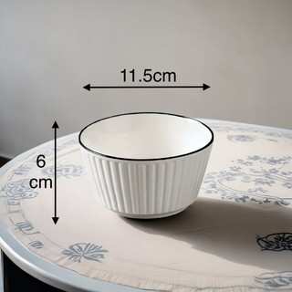 Chén Sứ Sọc Nổi Viền Đen – Bát Ăn Cơm Đẹp, Tối Giản. BA-C