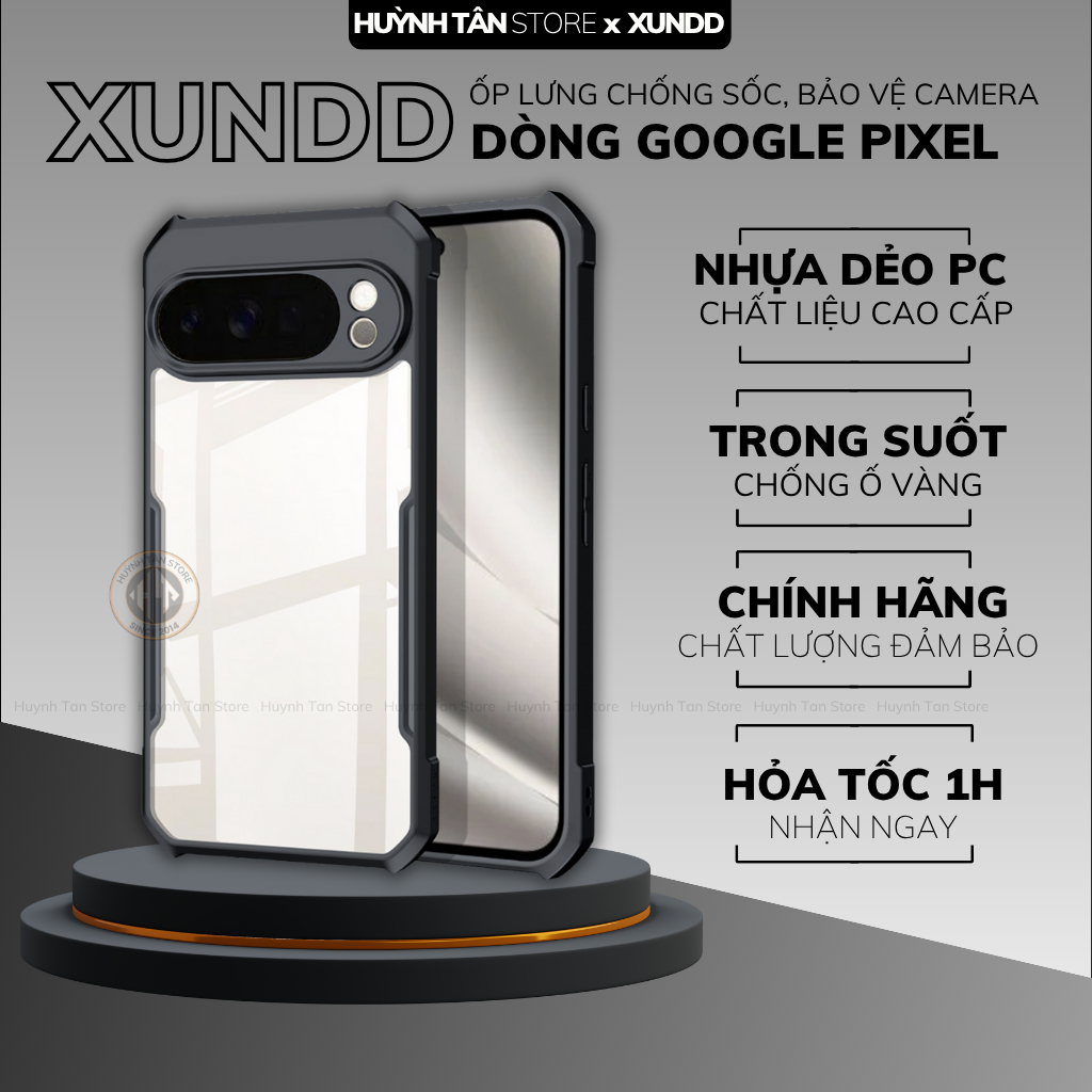 Ốp lưng XUNDD điện thoại google pixel 9 pro xl 9a 8a 8 trong suốt không ố chống sốc bảo vệ camera