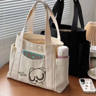  Túi tote nữ vải canvas đi học có khóa miệng vừa khổ a4 túi xách vải đi làm đi chơi đựng laptop sách vở có khóa kéo 