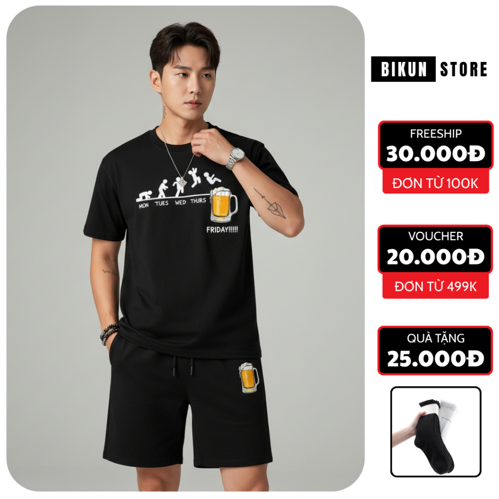 Bộ quần áo nam thun mùa hè , đồ bộ nam mùa hè , đồ bộ cộc tay nam  ,bộ quần áo  Big Size 50 - 90kg