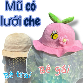   3-24 tháng  Nón von trẻ em Mũ có lưới che mặt nón có von che mặt,mũ nón trẻ e mũ chắn gió chắn bụi nón đi đường 