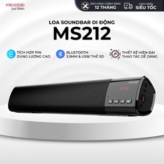 Loa Thanh Bluetooth Vi Tính MICROLAB MS212 10W, Âm Cao Sáng, Làm Việc, Chơi Game, Nghe Nhạc - Hàng Chính Hãng