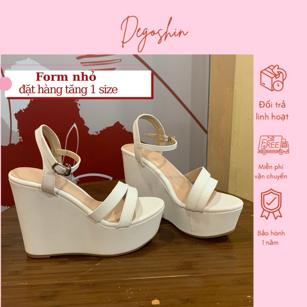 Giày sandal nữ, giày sandal đế xuồng 12cm Degoshin - tôn dáng, nhẹ êm và chắc chân