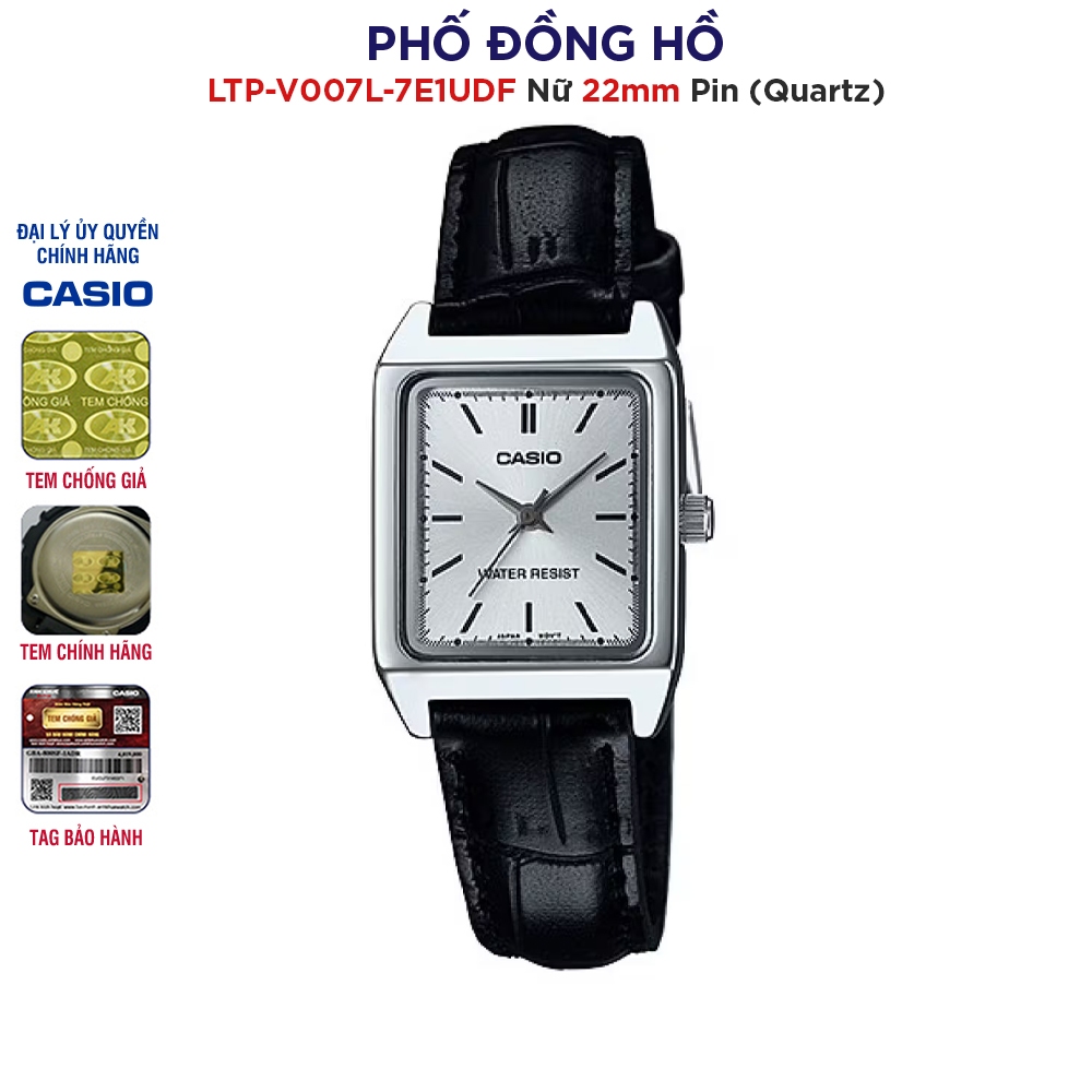 Đồng hồ nữ dây da Casio chính hãng Anh Khuê LTP-V007L-7E1UDF