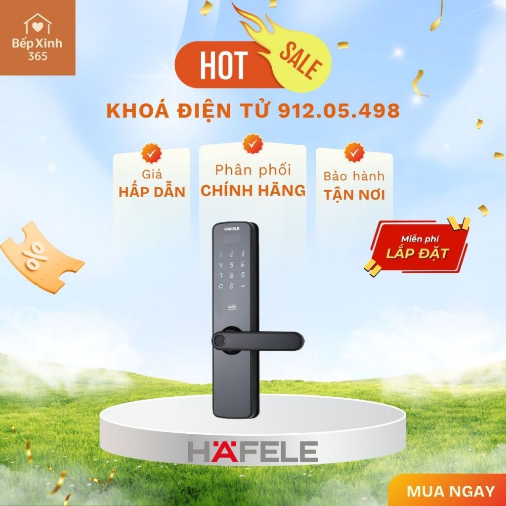 Khóa điện tử Hafele DL7100 912.05.498 – Mở khóa vân tay, thẻ từ, mã số cao cấp