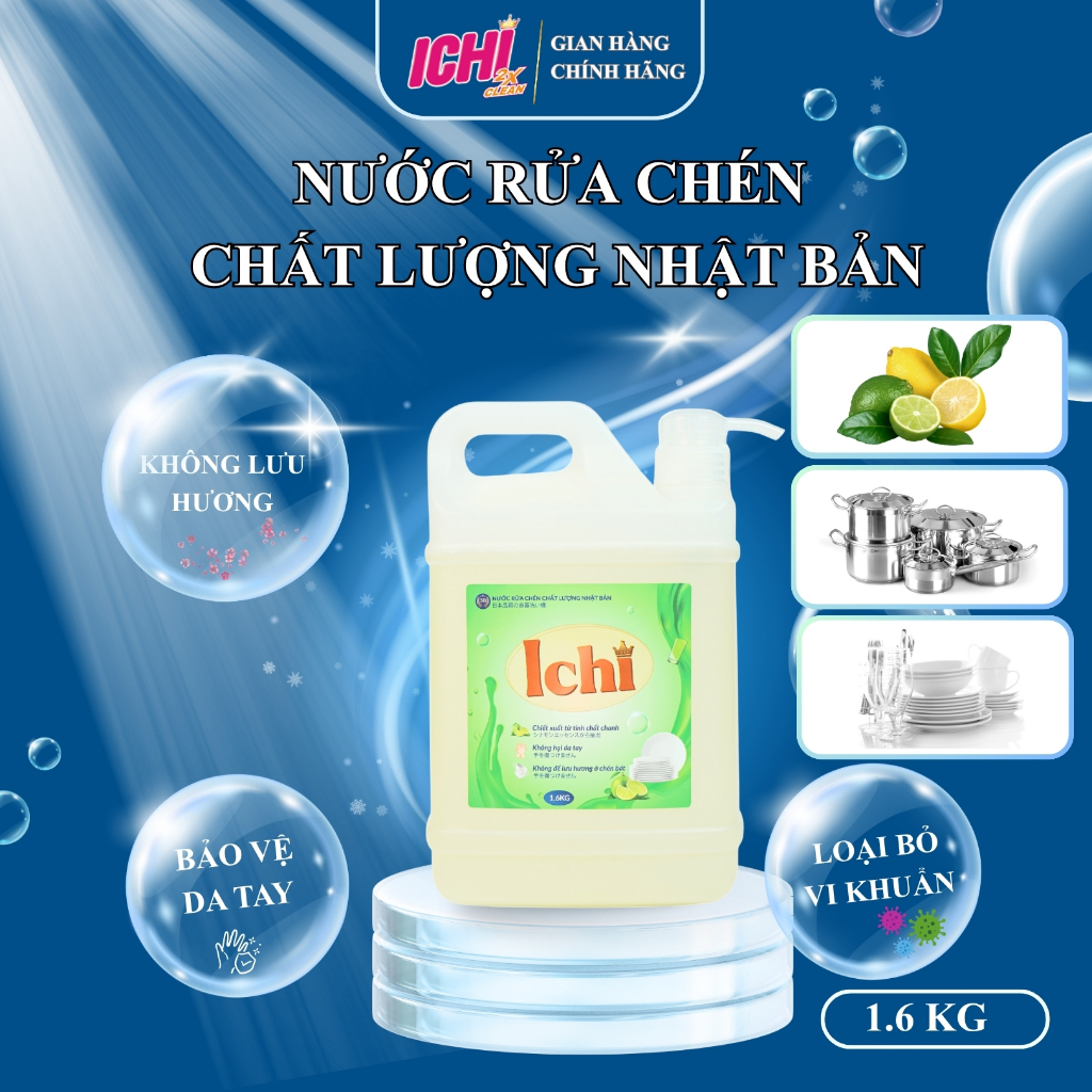 Ichi Nước Rửa Chén Ichi 1,6L Hương Chanh Đậm Đặc Nhiều Bọt Không Để Lưu Hương Trên Chén Bát