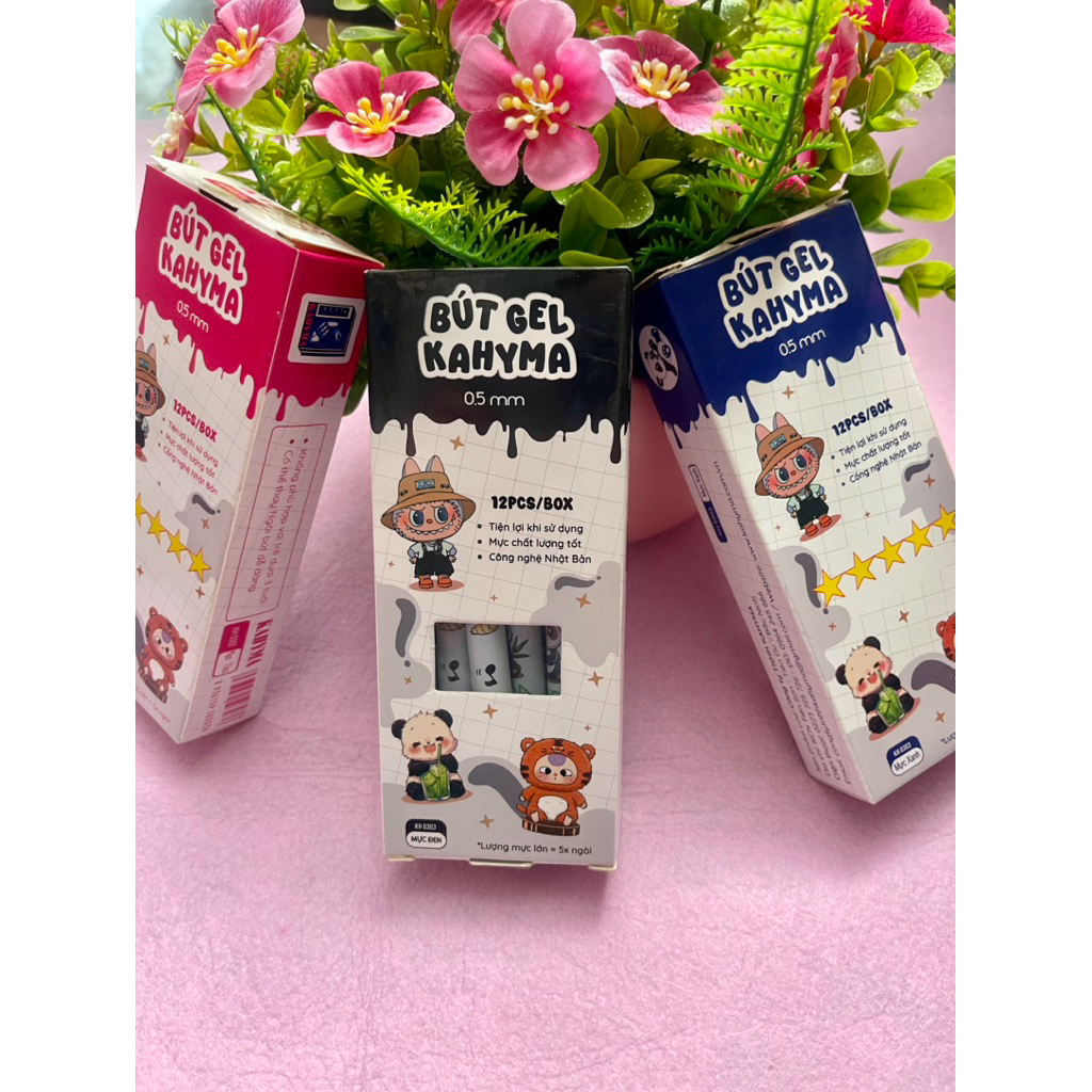 Bút gel kahyma (hộp 12 cái) mực xanh, đen,tím