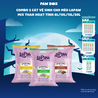 COMBO 2 Cát vệ sinh cho mèo laPaw than hoạt tính cao cấp siêu vón cục, khử mùi, thơm lâu, ít bụi 10L/20L