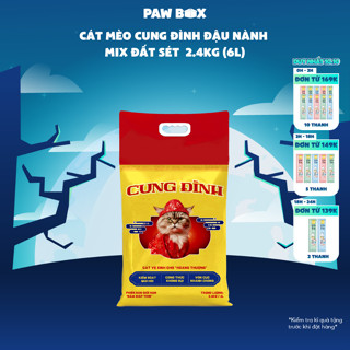 Cát mèo Cung Đình đậu nành mix đất sét cho mèo xả toilet 2.4kg (6L)