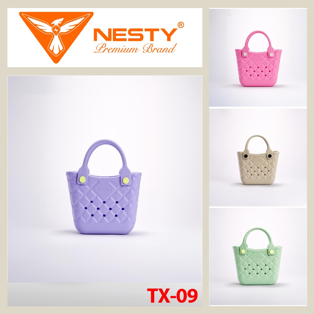 [TẶNG KÈM CHARM 3D] TŨI XÁCH TAY ĐÚC NGUYÊN KHỐI EVA VÂN GIẢ DA CHÍNH HÃNG NESTY MÃ TX-09