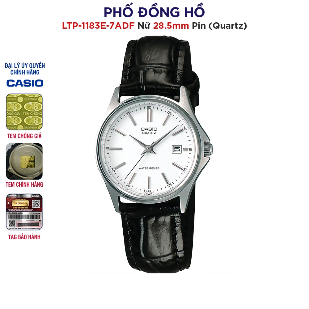 Đồng hồ nữ dây da Casio chính hãng Anh Khuê LTP-1183E-7ADF