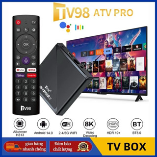 (MS11)Android tv box Tv98 ATV PRO model 2025 cài dãn truyền hình miễn phí YouTube không quảng cáo
