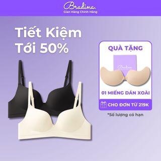 Combo 2 Áo ngực không gọng, đệm 2-3cm Bradina Perfect Fit2 cup chéo, tạo khe ngực cho nữ ALKG12