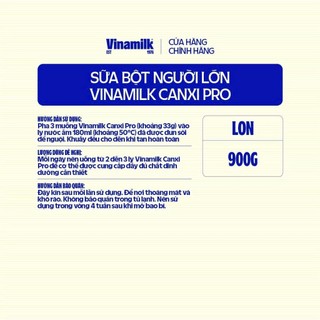 (HSD T10-2027) [MẪU MỚI] SỮA BỘT VINAMILK CANXI PRO HỘP 900G.
