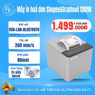 [IN LAN+BLUETOOTH] Máy in hoá đơn Shopee & Grabfood XPRINTER Q809K khổ 80mm kết nối điện thoại cổng USB+LAN+BLUETOOTH