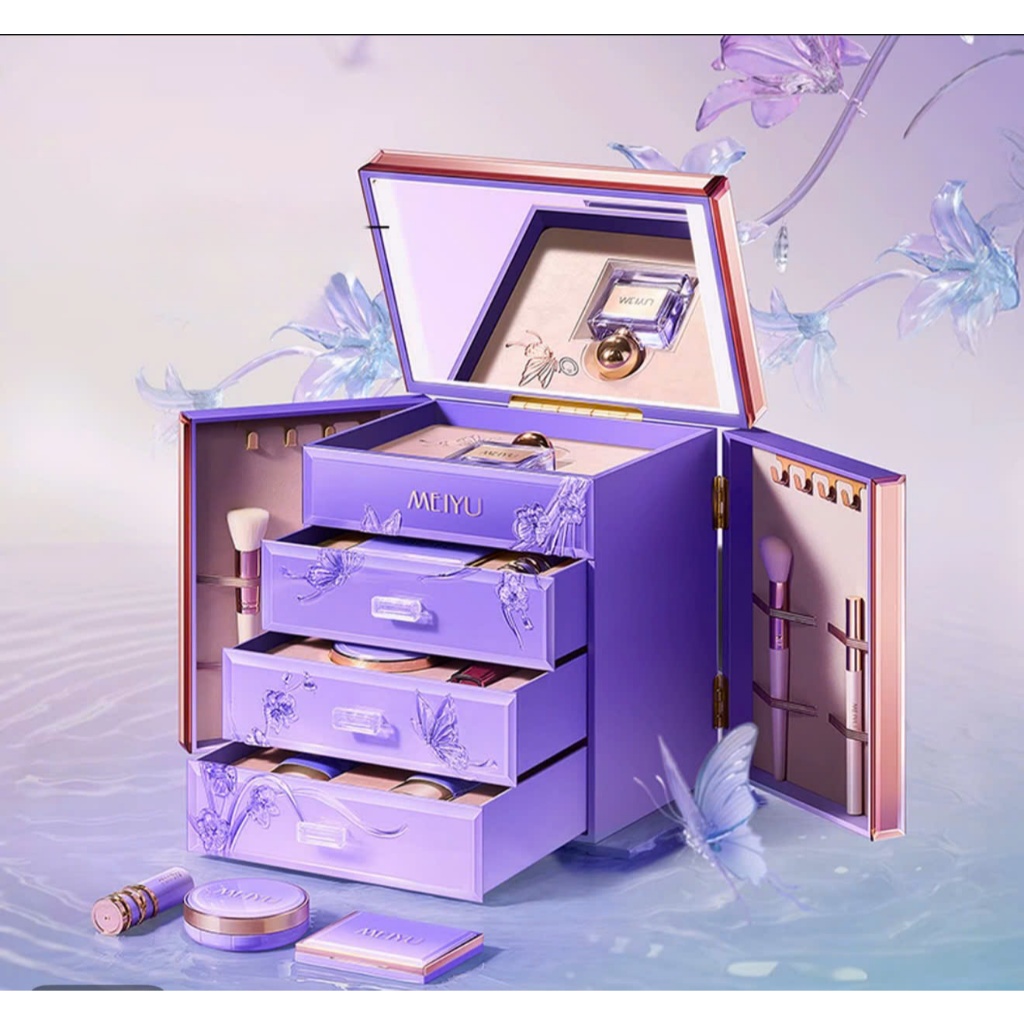 Bộ Quà Tặng Trang Điểm MEIYU, YOULIYOULA,HLOFF Quà tặng bạn gái, người yêu có Hoa sáp Trái Tim + Gươ