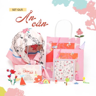 Set quà khăn Bandana + Thiệp + Túi giấy xinh xắn làm quà tặng cho nữ