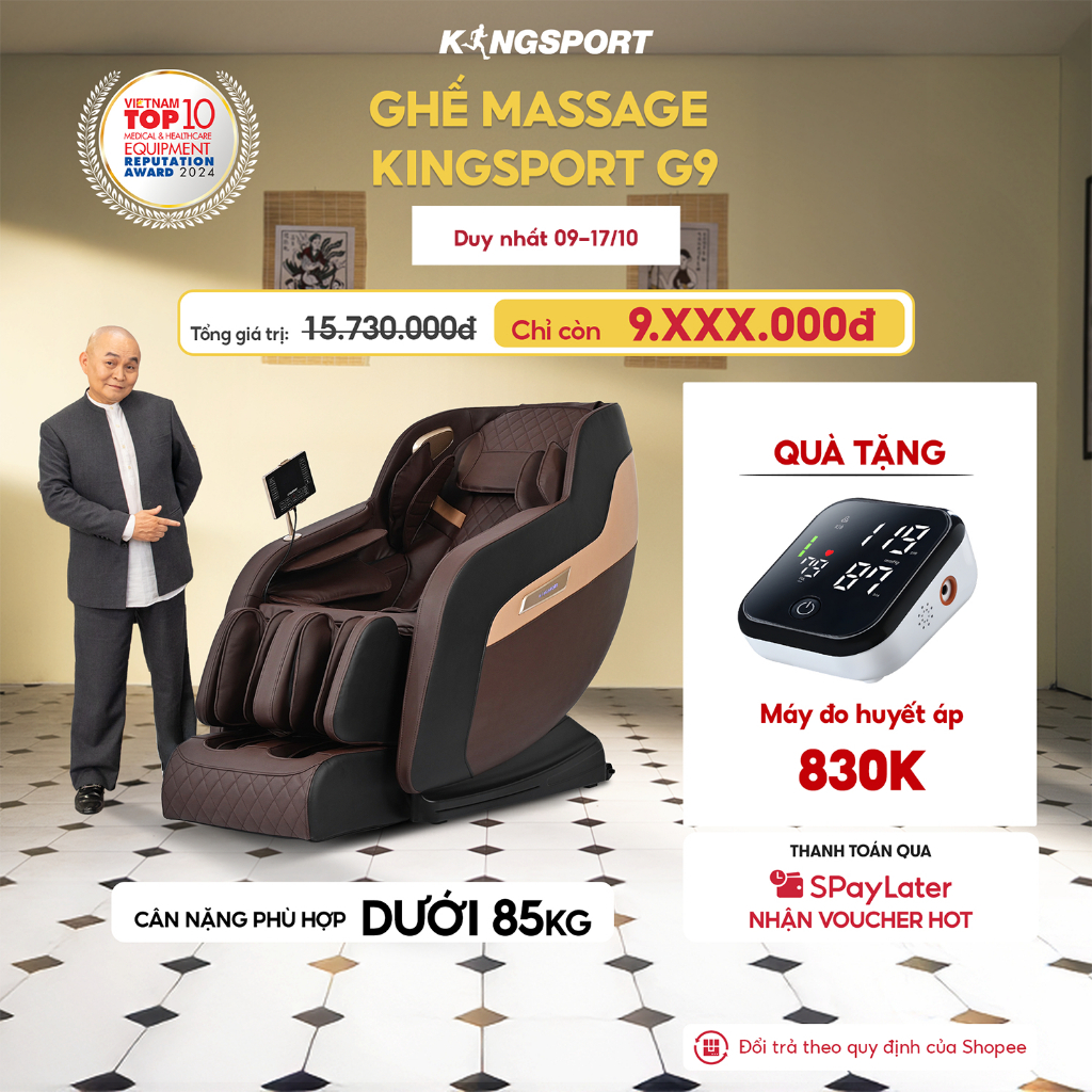 Ghế massage toàn thân KINGSPORT G9 công nghệ làm ấm Warmtech, 5 bài tập massage tự động