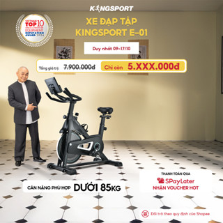 Xe đạp tập KINGSPORT Active E-01 thiết kế kháng lực từ tính êm ái, có đồng hồ đo lường chỉ số