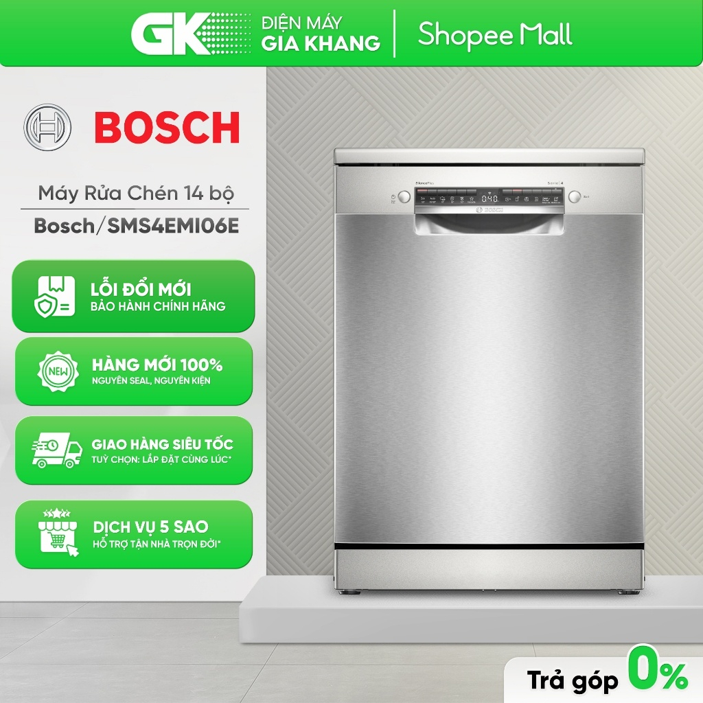 SMS4EMI06E Series 4 | Máy Rửa Chén Độc Lập BOSCH SMS4EMI06E 14 Bộ [Toàn Quốc][Giá Máy]