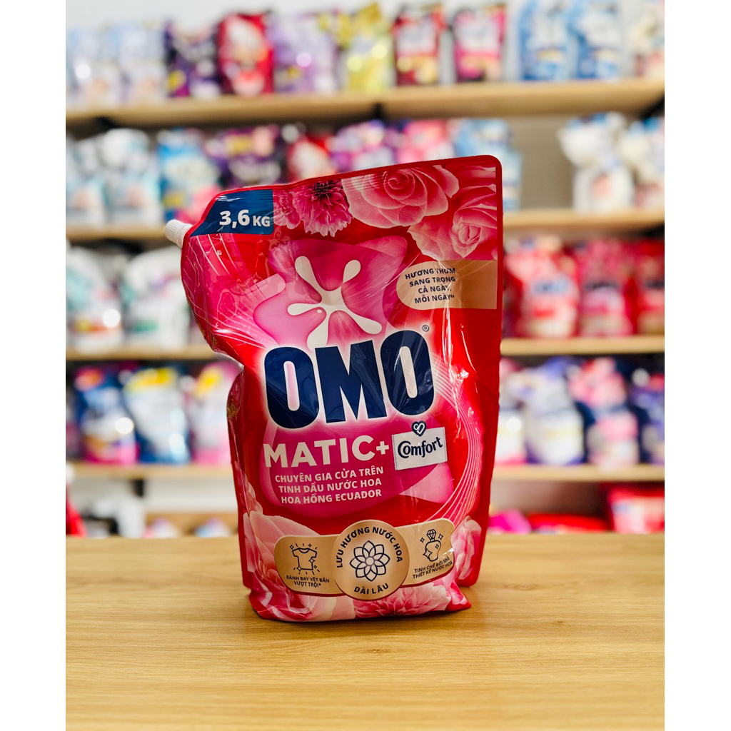 Nước giặt Omo cửa trên Hương Hoa Hồng Ecuador - Đánh bay vết bẩn vượt trội 3,6kg