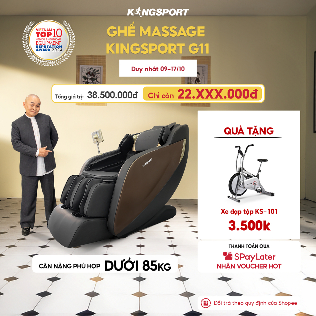 CHỈ GIAO MIỀN BẮC | Ghế massage KINGSPORT G11 công nghệ mới Kingtech Touch Pro, 12 bài massage tự động